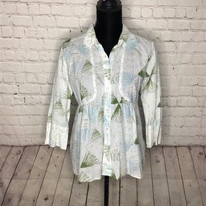 Calvin Klein White Button Up Shirt Top Medium